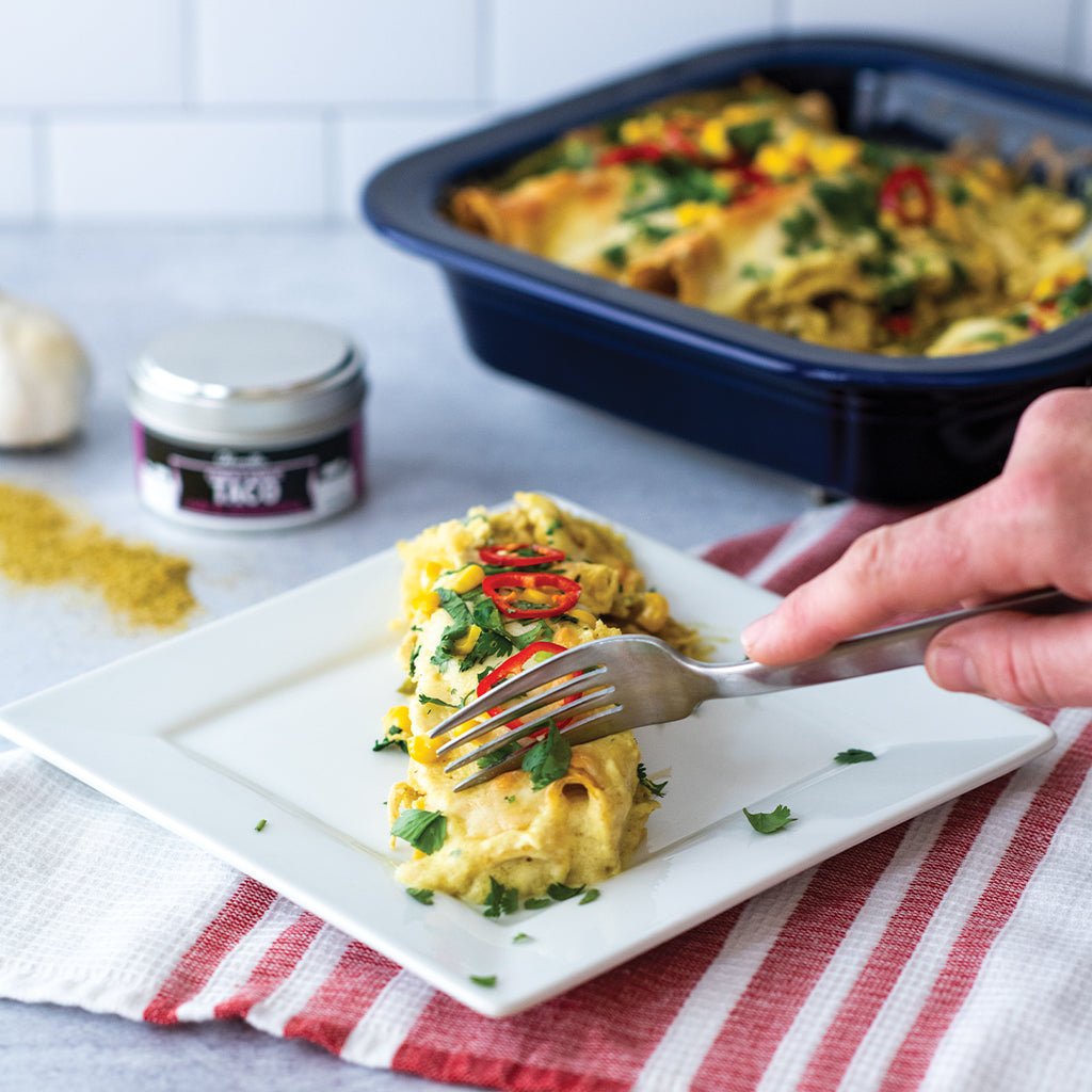 White Chicken Fiesta Enchiladas Recipe | Seared Living – SEARED LIVING