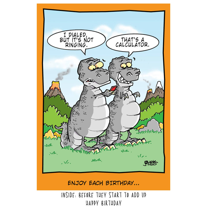 T-Rex with Calculator | Funny Birthday Card