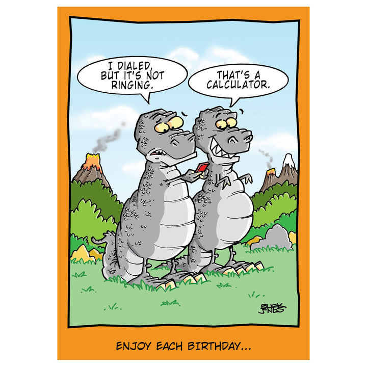 T-Rex with Calculator | Funny Birthday Card