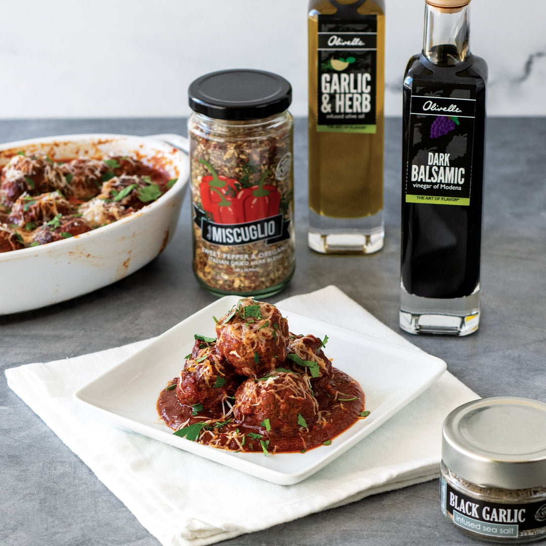 Italian Meatballs with Dark Balsamic Red Sauce - SEARED LIVING