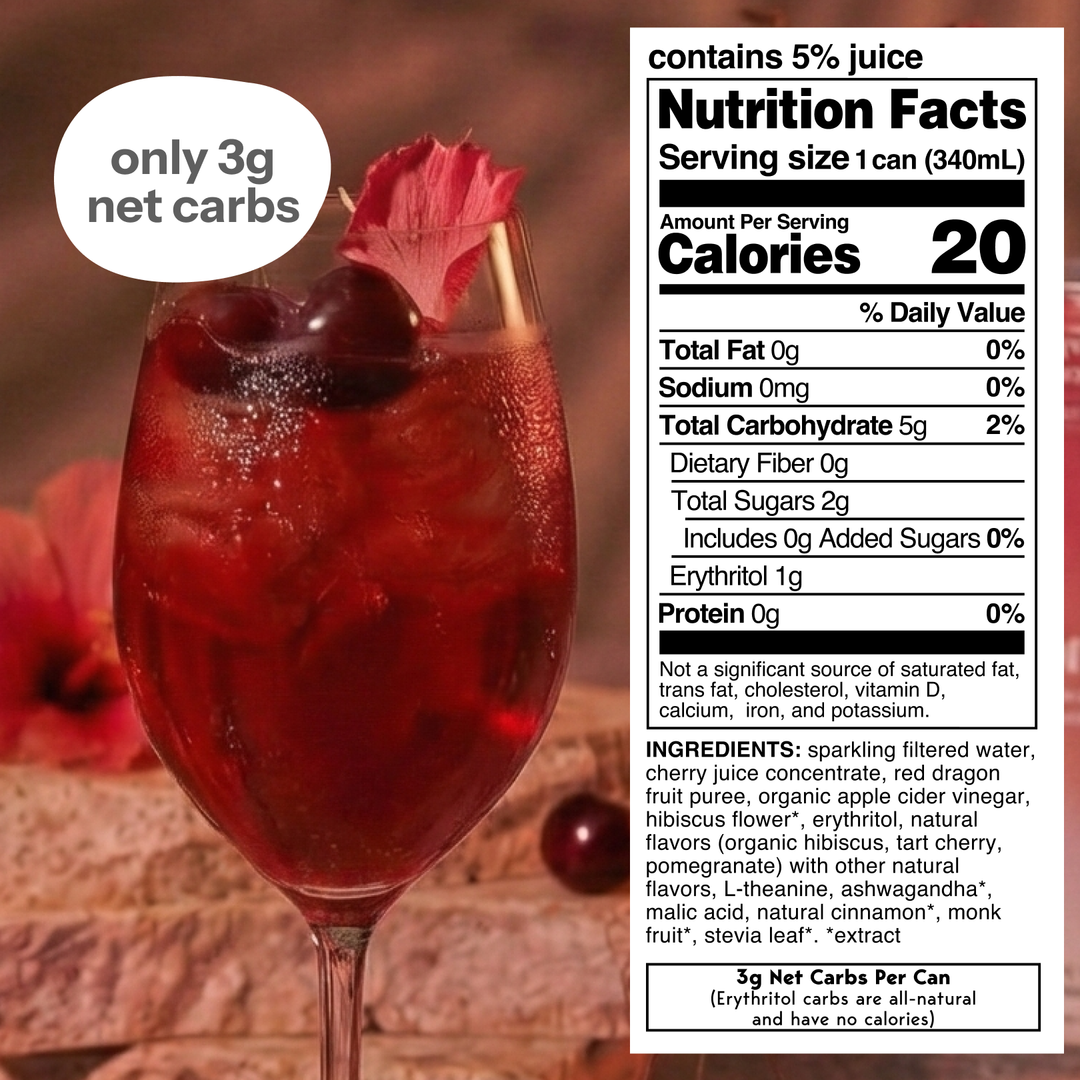 MOMENT Cherry Hibiscus sparkling mocktail