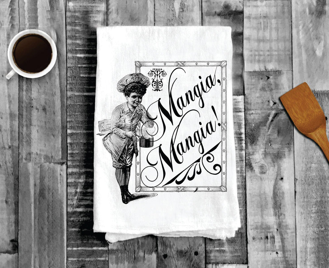 Mangia, Mangia, Italian, Cotton Tea Towels