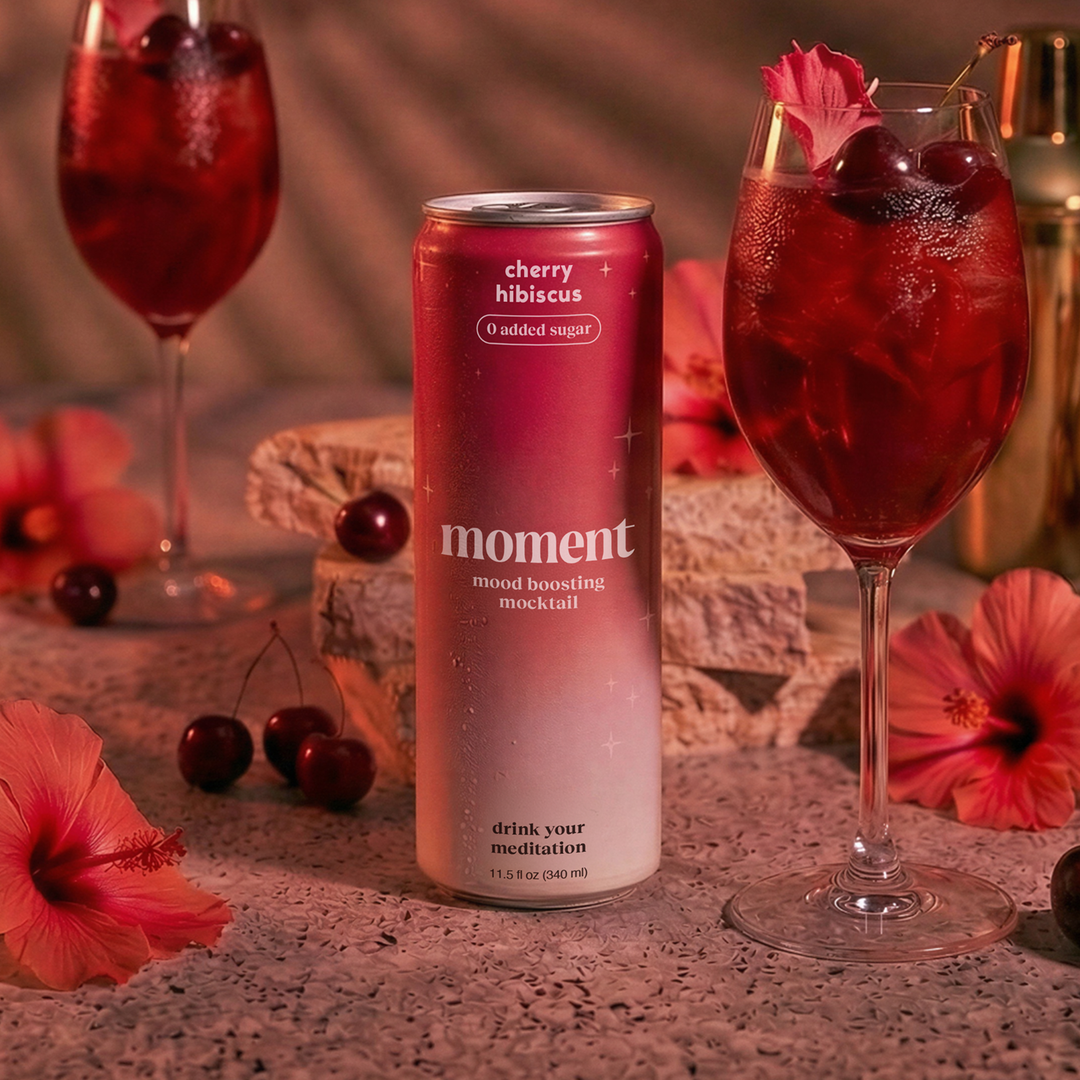 MOMENT Cherry Hibiscus sparkling mocktail