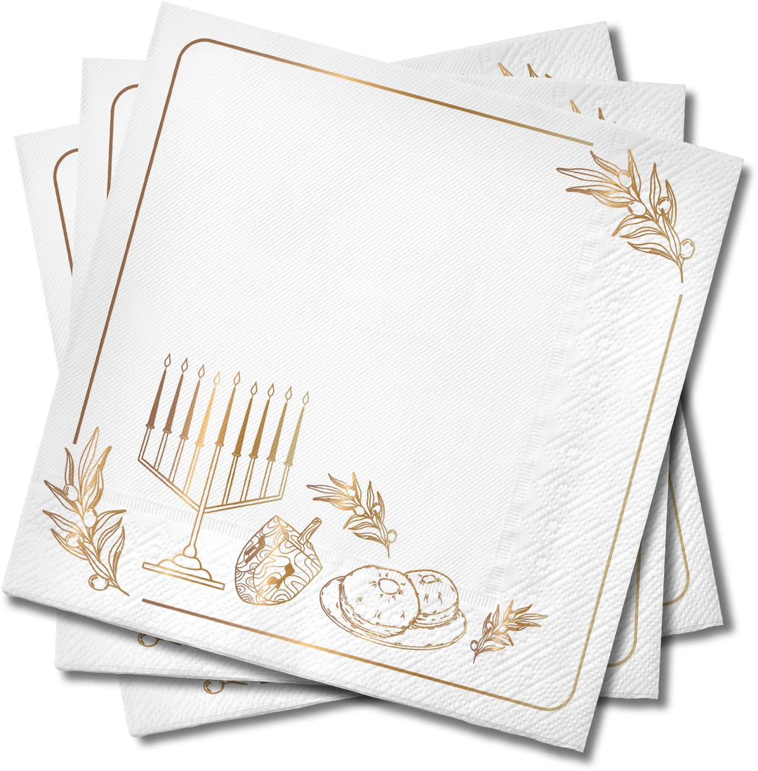 Chanukah Napkins - White - 20 Pack