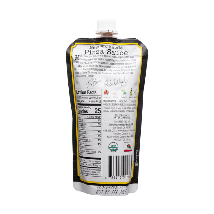 Organic New York Style Pizza Sauce 8 oz Pouch