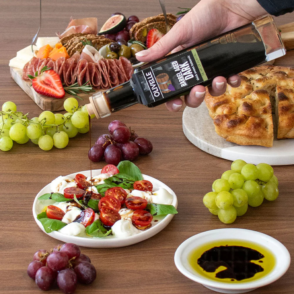 Perfect Pairing: Nocellara Italian Extra Virgin Olive Oil & Barrel Aged Dark Balsamic