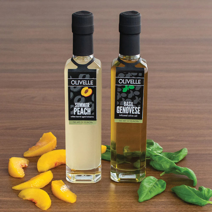 Perfect Pairing: Basil Genovese Infused Olive Oil & Summer Peach White Barrel Aged Balsamic