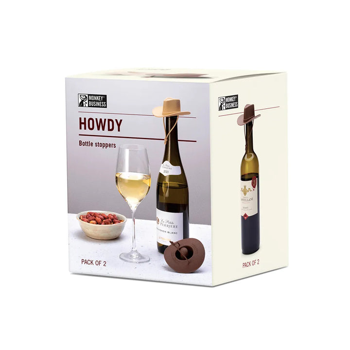 Howdy - 2 Cowboy Hat Bottle Stoppers