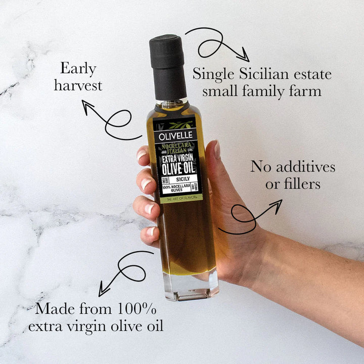 Perfect Pairing: Nocellara Italian Extra Virgin Olive Oil & Barrel Aged Dark Balsamic