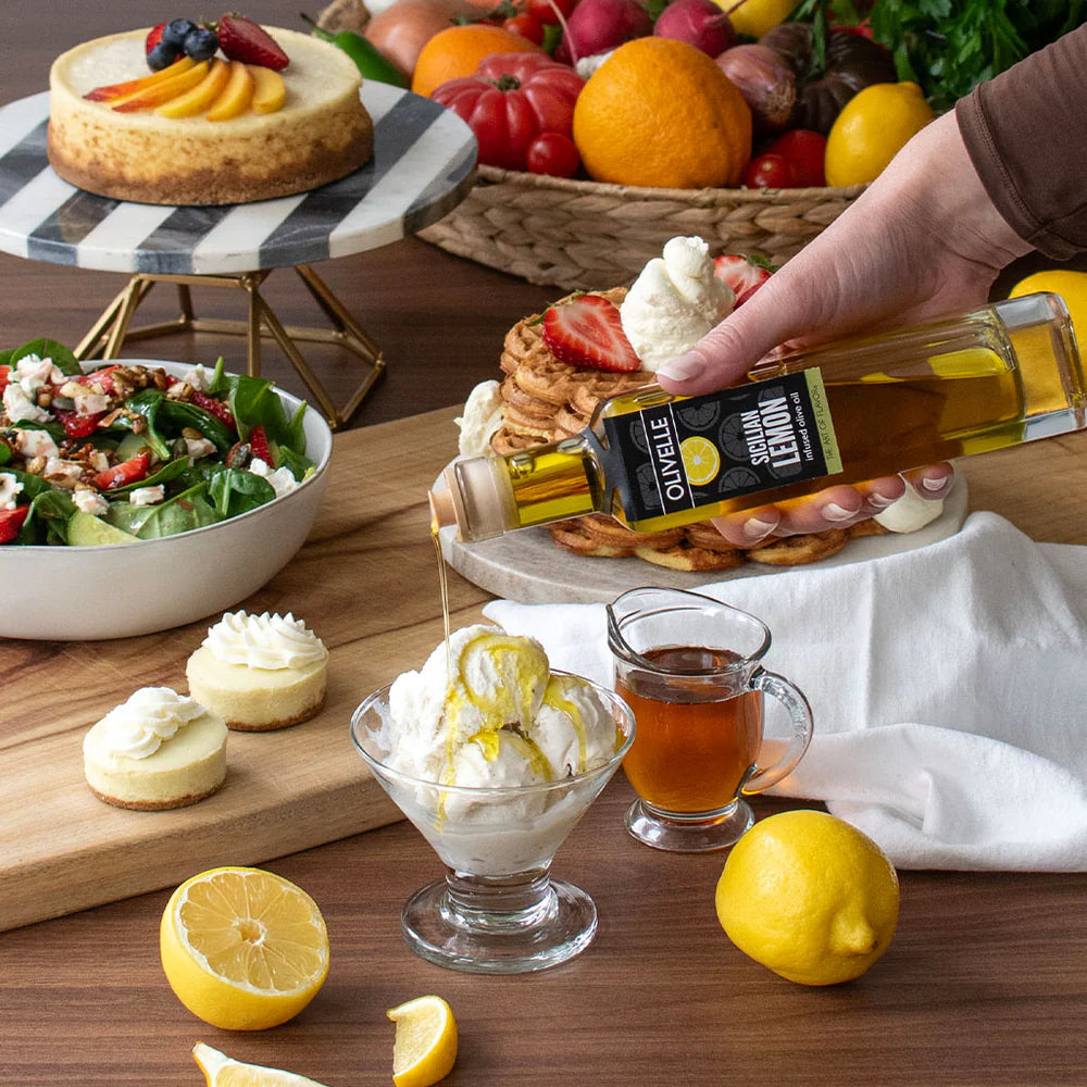 Perfect Pairing: Sicilian Lemon Infused Olive Oil & Vine-ripened Raspberry White Barrel Aged Balsamic