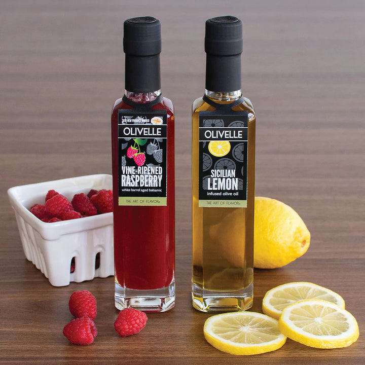 Perfect Pairing: Sicilian Lemon Infused Olive Oil & Vine-ripened Raspberry White Barrel Aged Balsamic