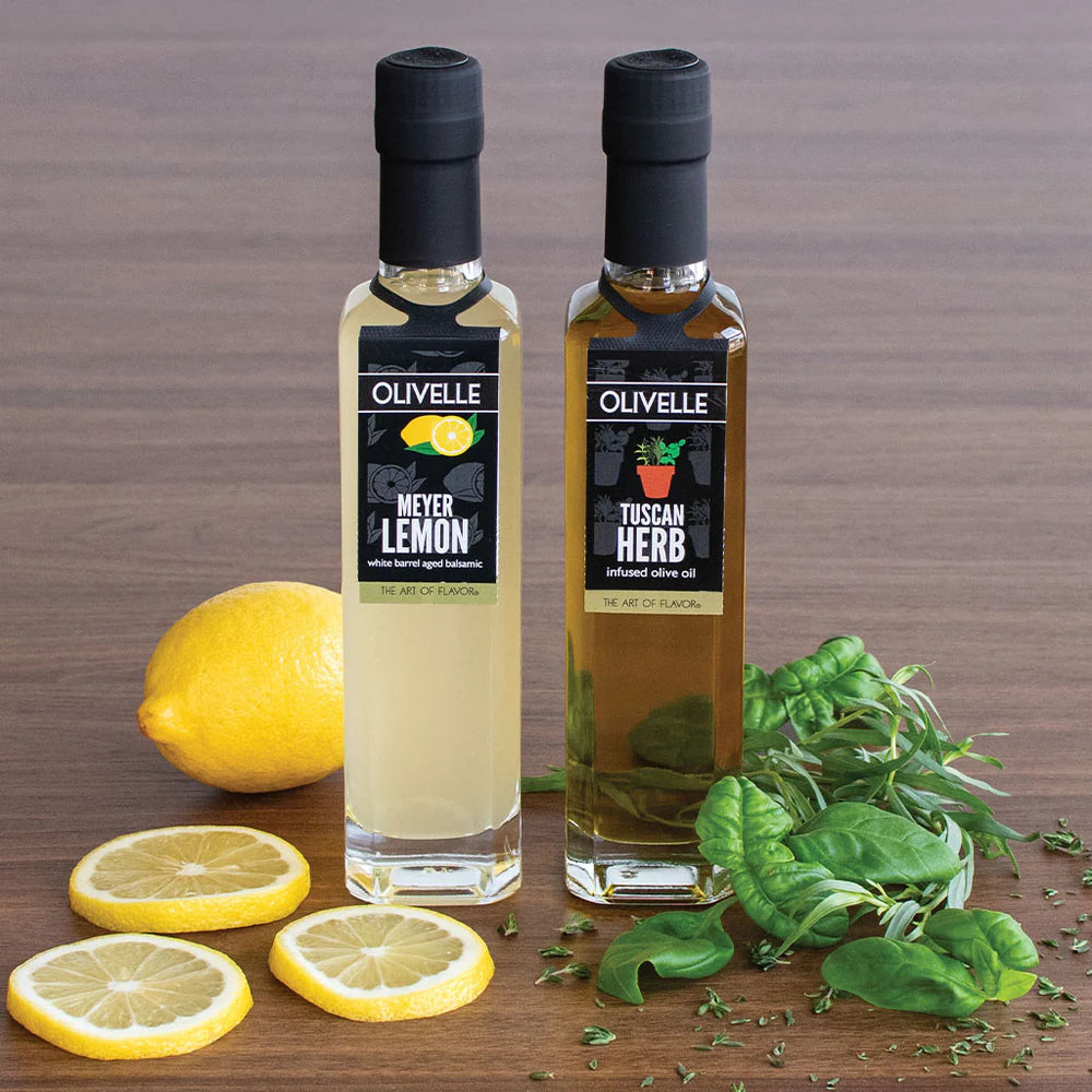 Perfect Pairing: Tuscan Herb Infused Olive Oil & Meyer Lemon White Barrel Aged Balsamic
