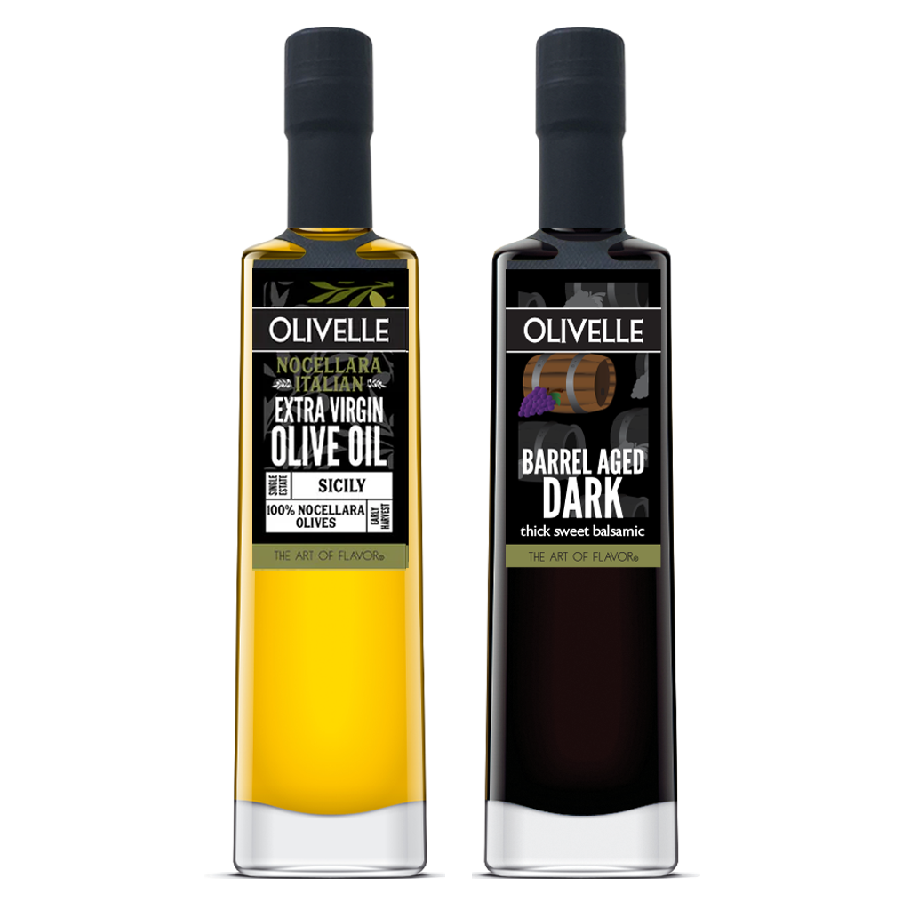 Perfect Pairing: Nocellara Italian Extra Virgin Olive Oil & Barrel Aged Dark Balsamic