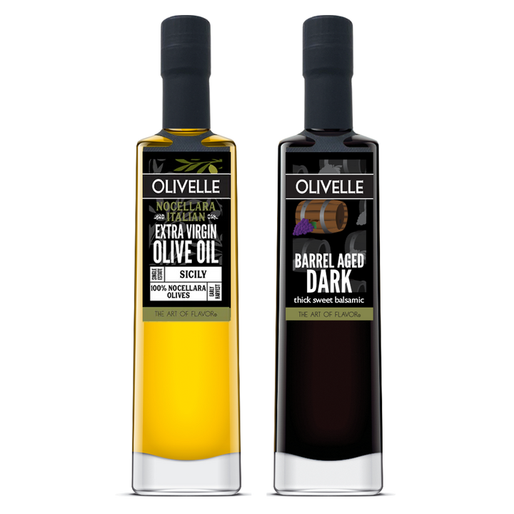 Perfect Pairing: Nocellara Italian Extra Virgin Olive Oil & Barrel Aged Dark Balsamic