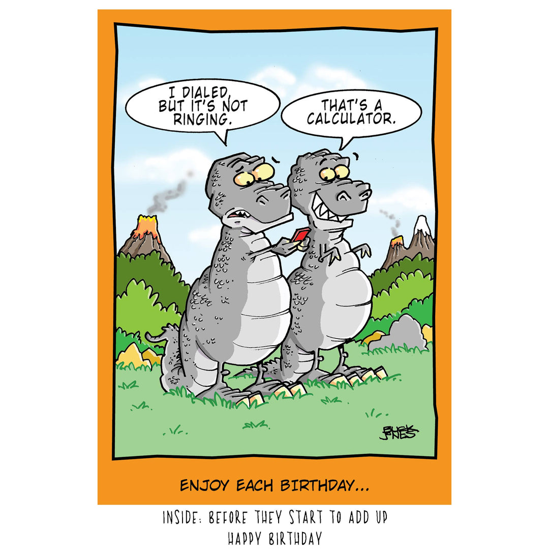 T-Rex with Calculator | Funny Birthday Card