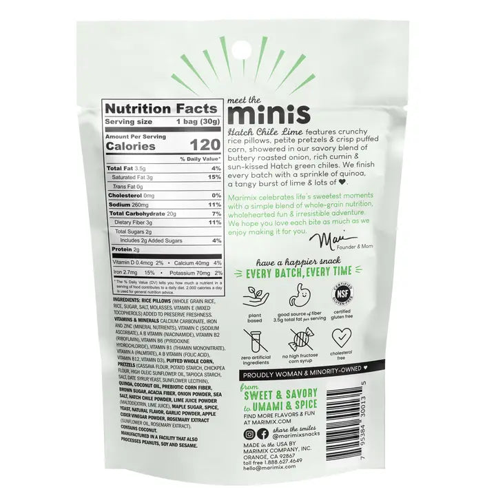 Marimix Crunch-Baked Snackmix - Hatch Chili Lime - Minis - 1.06oz