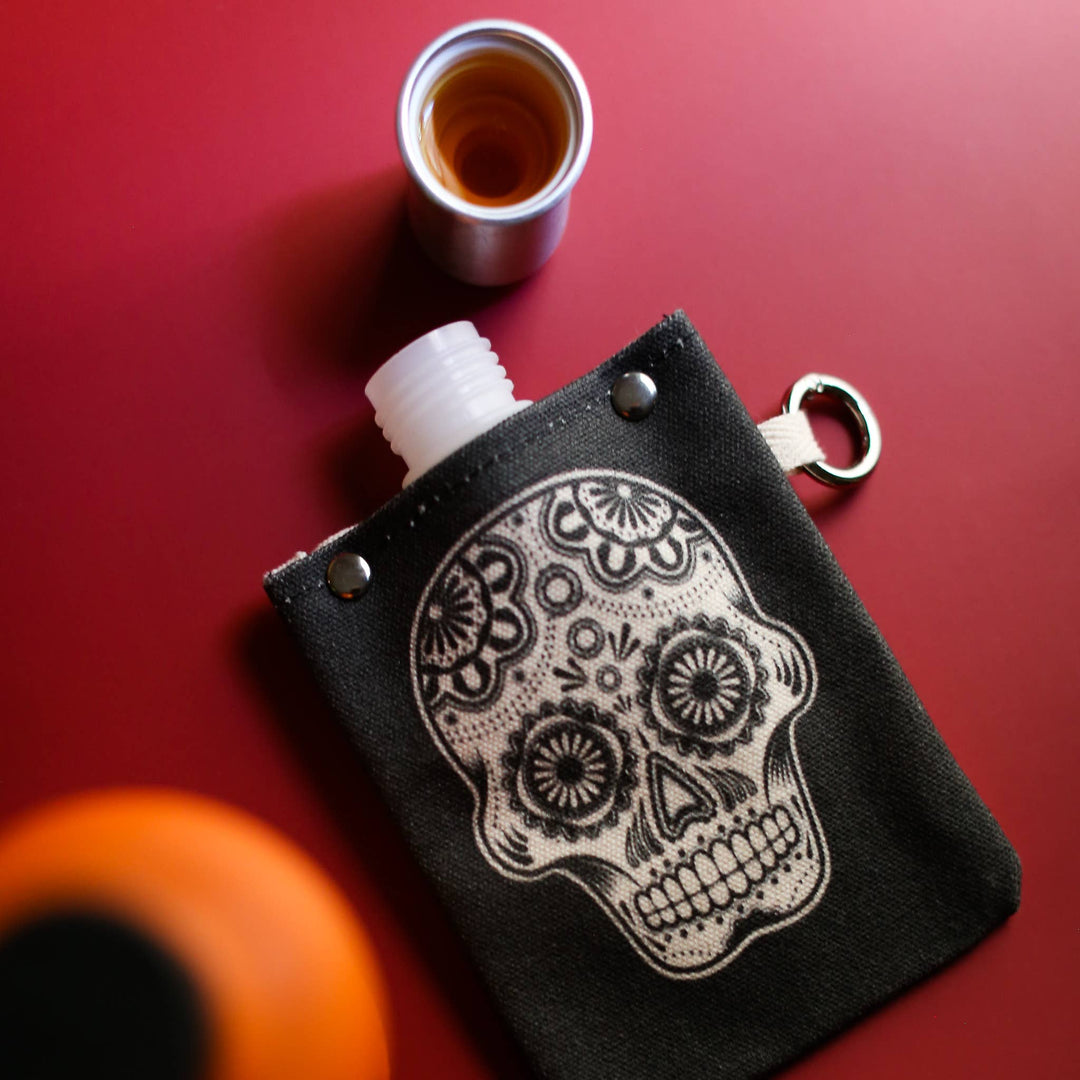 Sugar Skull (B&W) Flask (4oz)