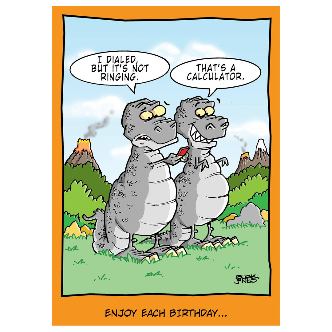 T-Rex with Calculator | Funny Birthday Card
