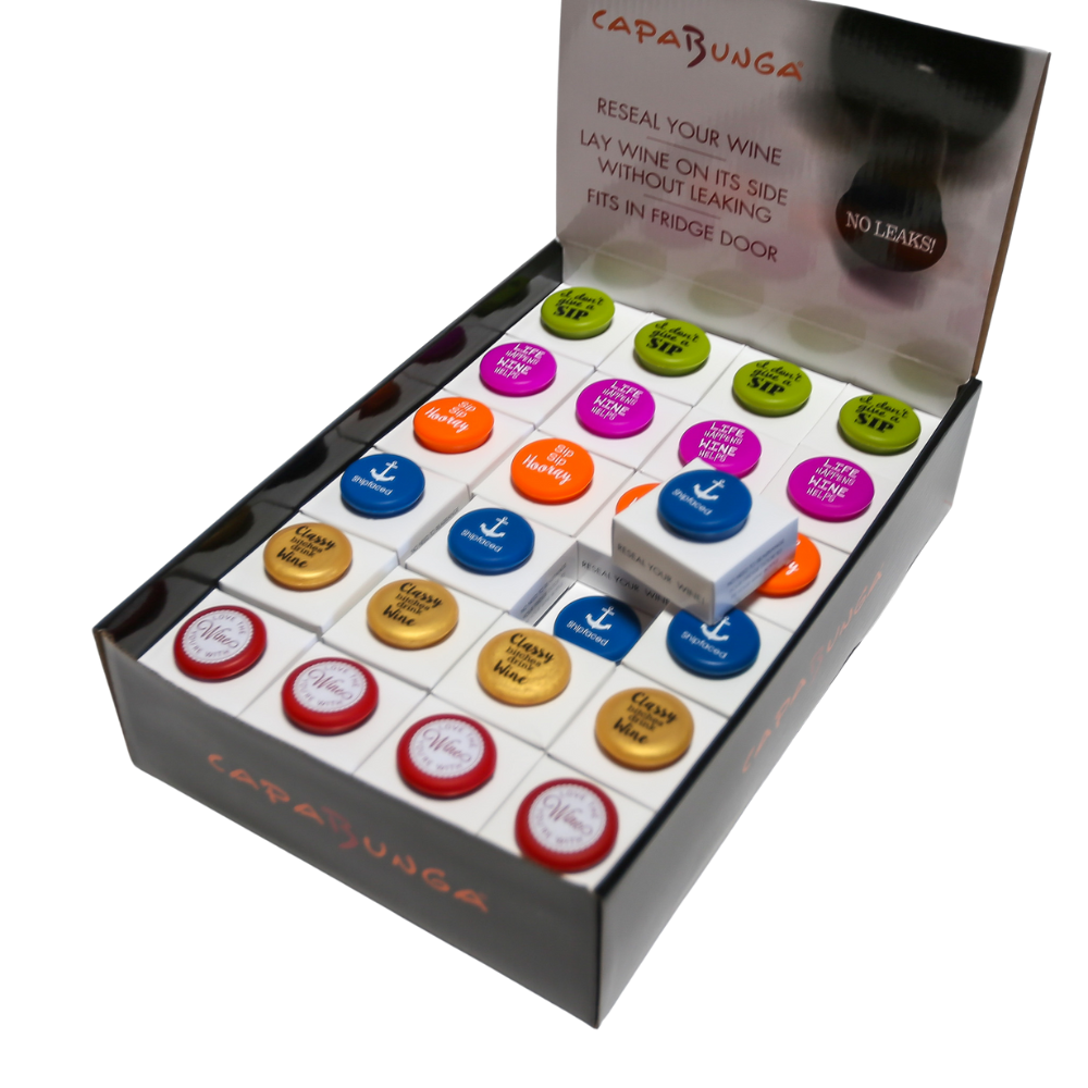 Wine Cap Counter Display | Fun Wine Stoppers