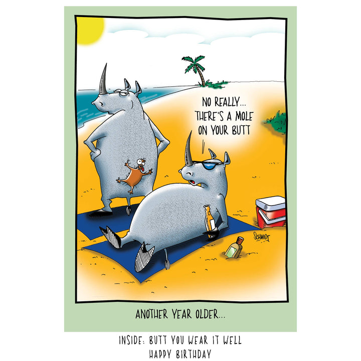 Rhinos on the Beach | Funny Birthday Card