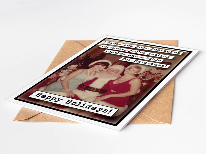 Funny Christmas Card - Santa saw your Instagram ...