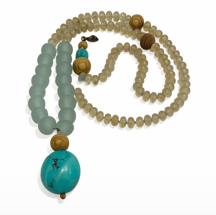 Turquoise Mala Necklace Prayer Beads Meditation Jewelry Spiritual Gift Mindfulness Practice Yoga Accessory Healing Crystal Bohemian Style