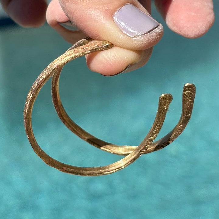 Rustic Gold Hoop Earring Design Brass Jewelry Boho Style Hammered Texture Artisan Crafted Minimalist Accessory Everyday Wear Hypoallergenic