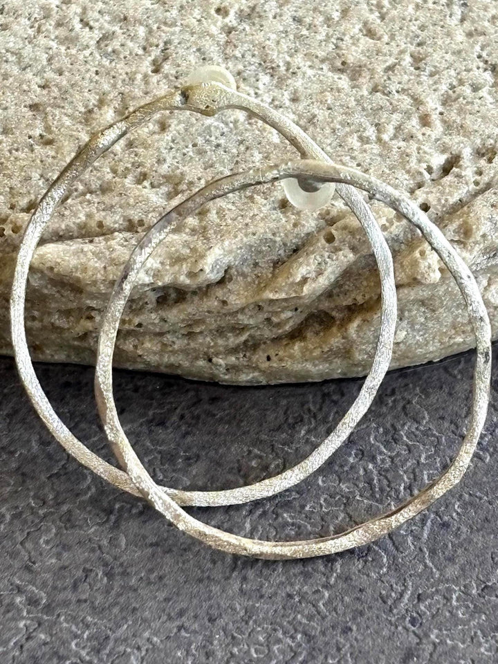 Sterling Silver Hoop Earring Design Organic Circle Minimalist Style Everyday Accessory Handmade Jewelry Gift Idea Birthday Present Artisan