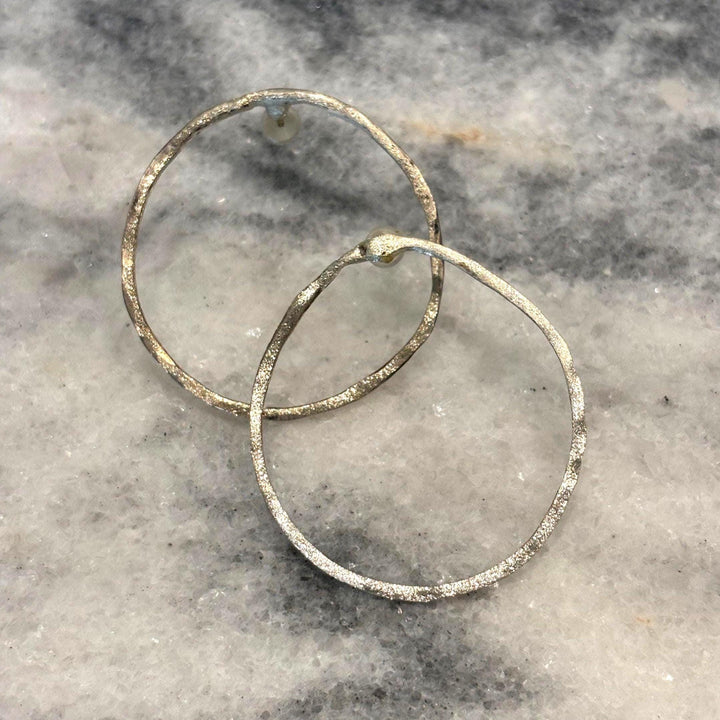 Sterling Silver Hoop Earring Design Organic Circle Minimalist Style Everyday Accessory Handmade Jewelry Gift Idea Birthday Present Artisan