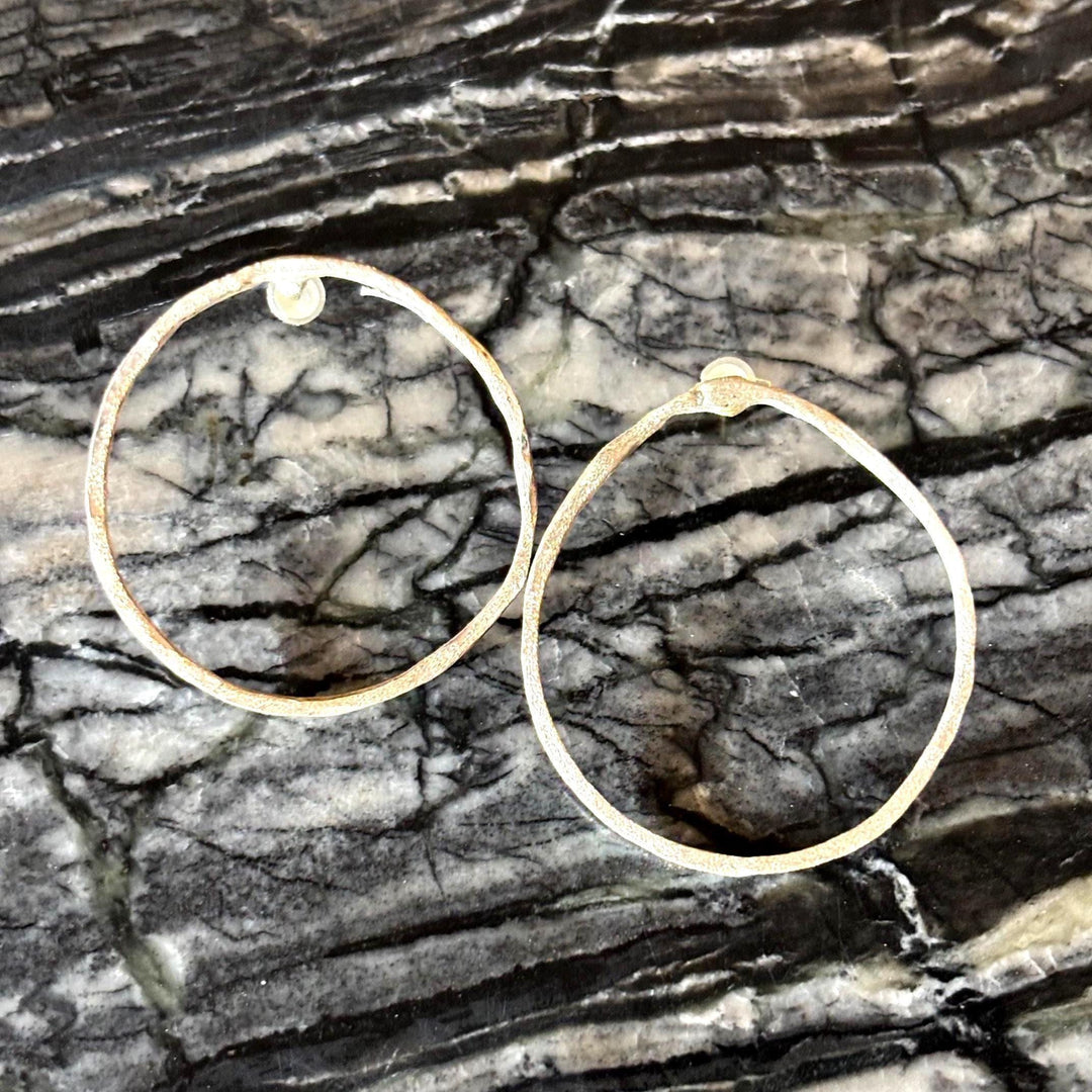 Sterling Silver Hoop Earring Design Organic Circle Minimalist Style Everyday Accessory Handmade Jewelry Gift Idea Birthday Present Artisan