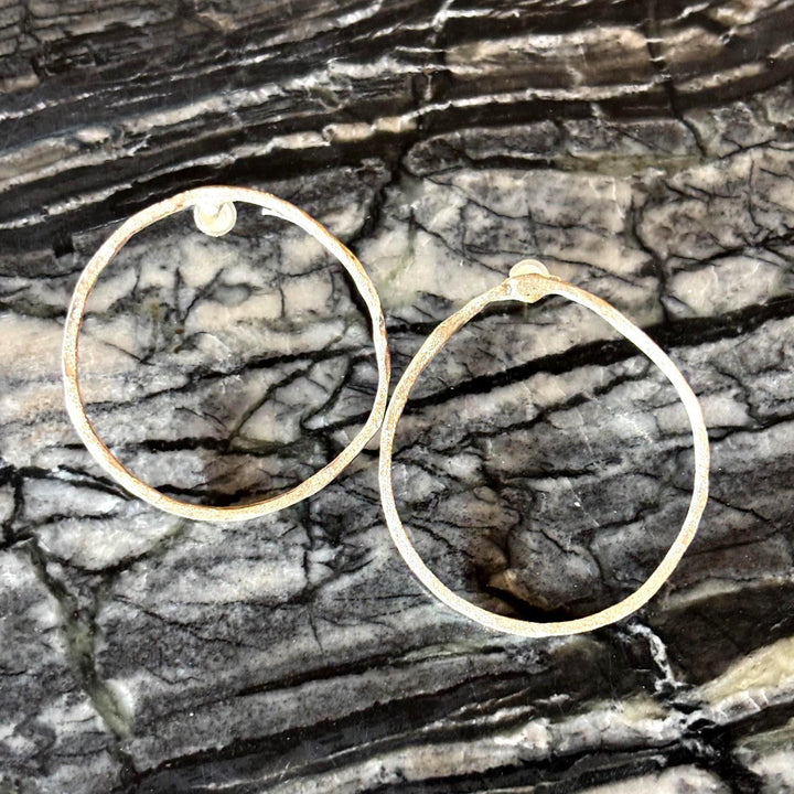 Sterling Silver Hoop Earring Design Organic Circle Minimalist Style Everyday Accessory Handmade Jewelry Gift Idea Birthday Present Artisan