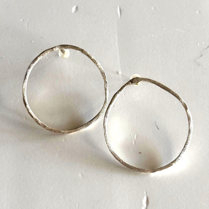 Sterling Silver Hoop Earring Design Organic Circle Minimalist Style Everyday Accessory Handmade Jewelry Gift Idea Birthday Present Artisan