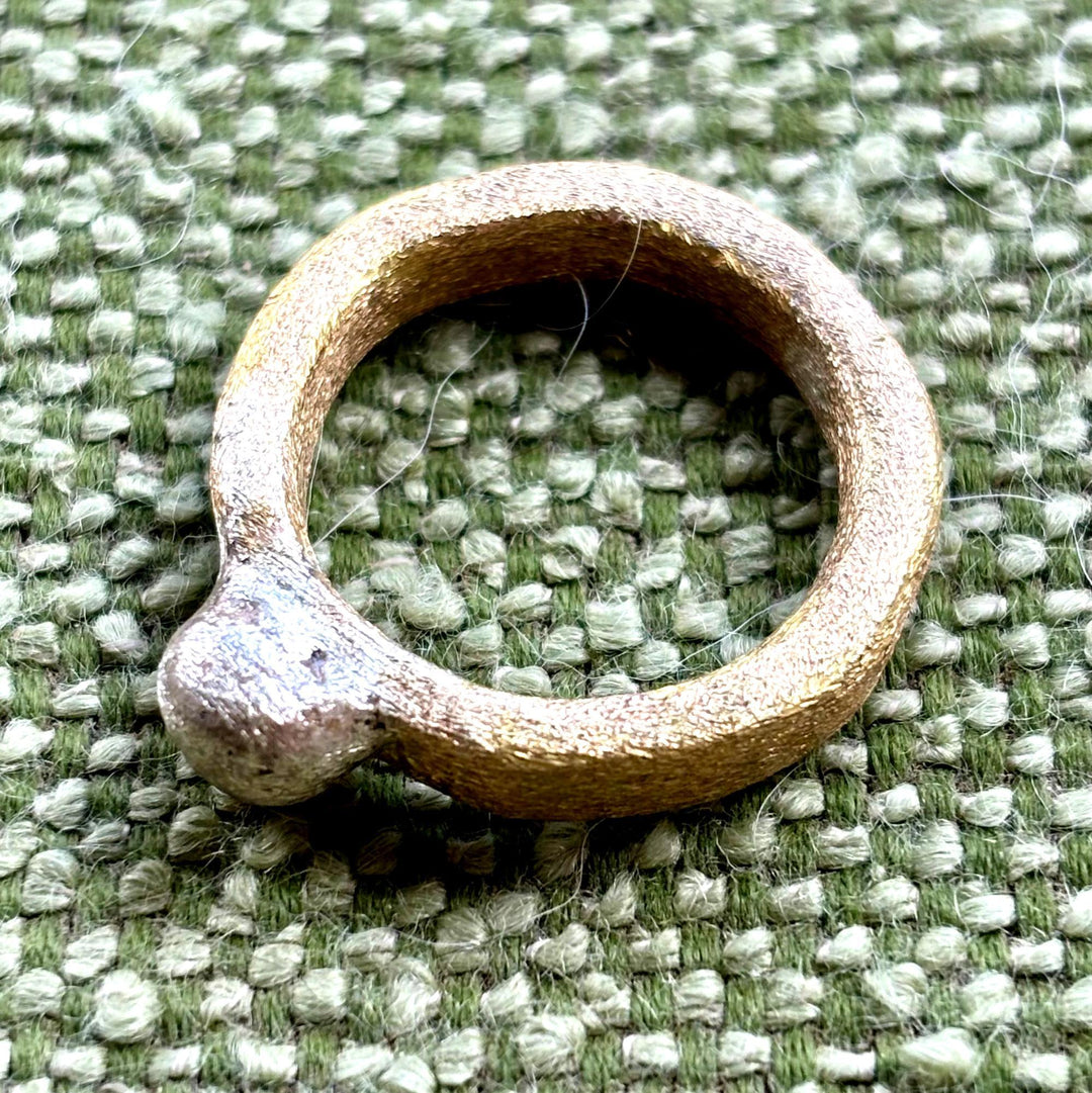 Rustic Brass Ring Mixed Metal Stacking Band Handmade Jewelry Boho Style Statement Piece Raw Finish Textured Design Artisan Crafted Silver