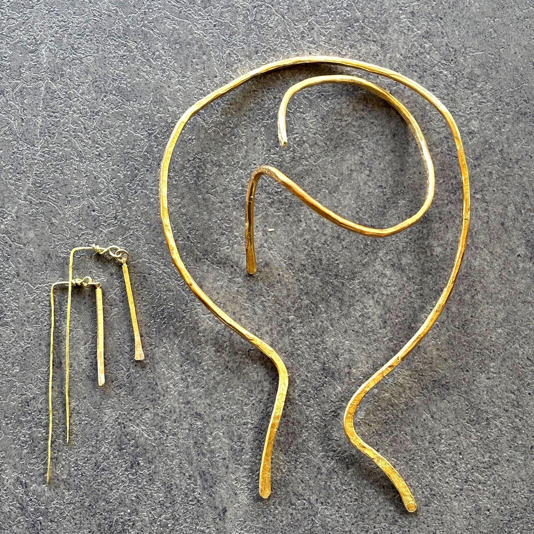 Minimalist Gold Cuff Bracelet Adjustable Brass Jewelry Design Organic Twist Opening Statement Piece Handmade Accessory Modern Style Hammered