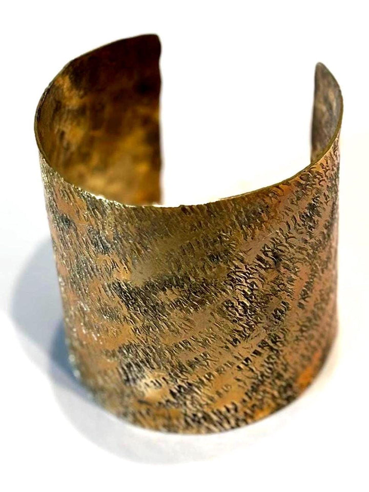Looking for a Wide Gold Cuff Bracelet? Textured Brass Statement Cuff – Handmade Bohemian Artisan Adjustable Wristband