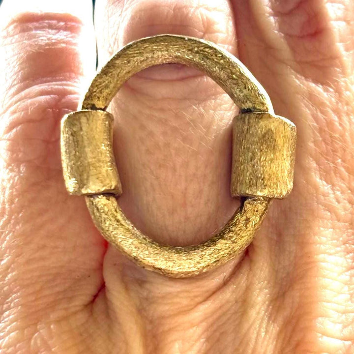 Brushed Gold Ring Bold Statement Brass Jewelry Handmade Design Geometric Artisan Metal Piece Sculptural Style Modern Aesthetic Matte Finish