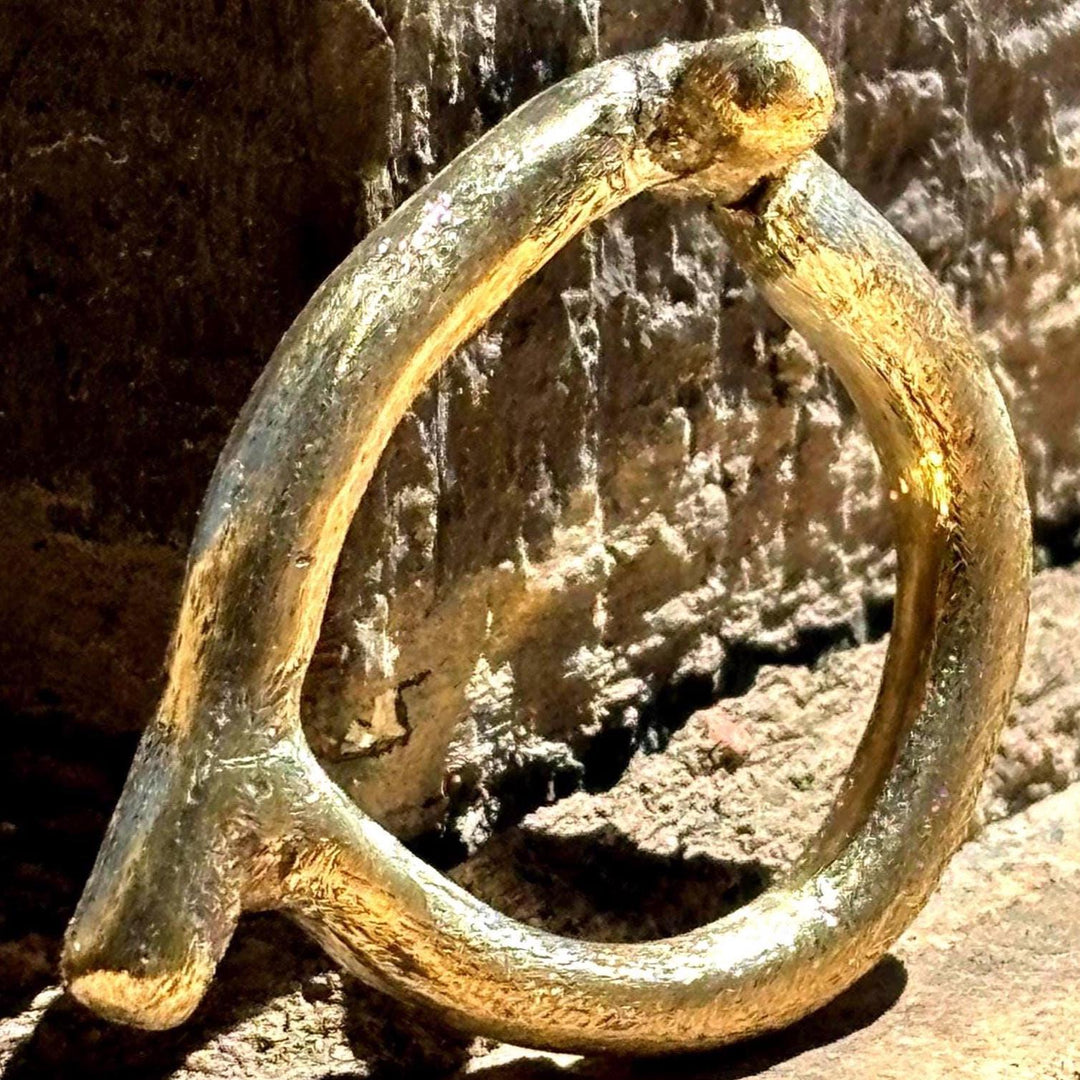 Rustic Brass Ring Mixed Metal Stacking Band Handmade Jewelry Boho Style Statement Piece Raw Finish Textured Design Artisan Crafted Silver
