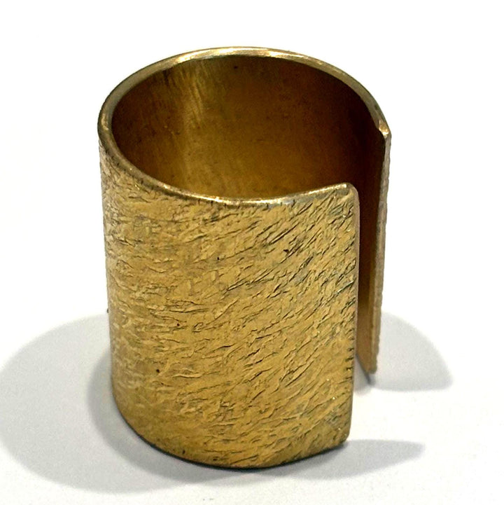 Brass Statement Ring Hammered Design Textured Band Adjustable Size Gold Finish Bohemian Style Minimalist Jewelry Birthday Gift Handcrafted