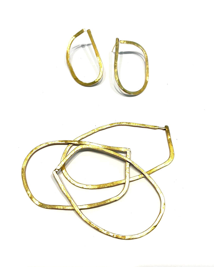 Hammered Brass Bracelet Stacking Set Handmade Bangle Hypoallergenic Jewelry Tarnish Resistant Metal Accessory Bohemian Style Minimalist