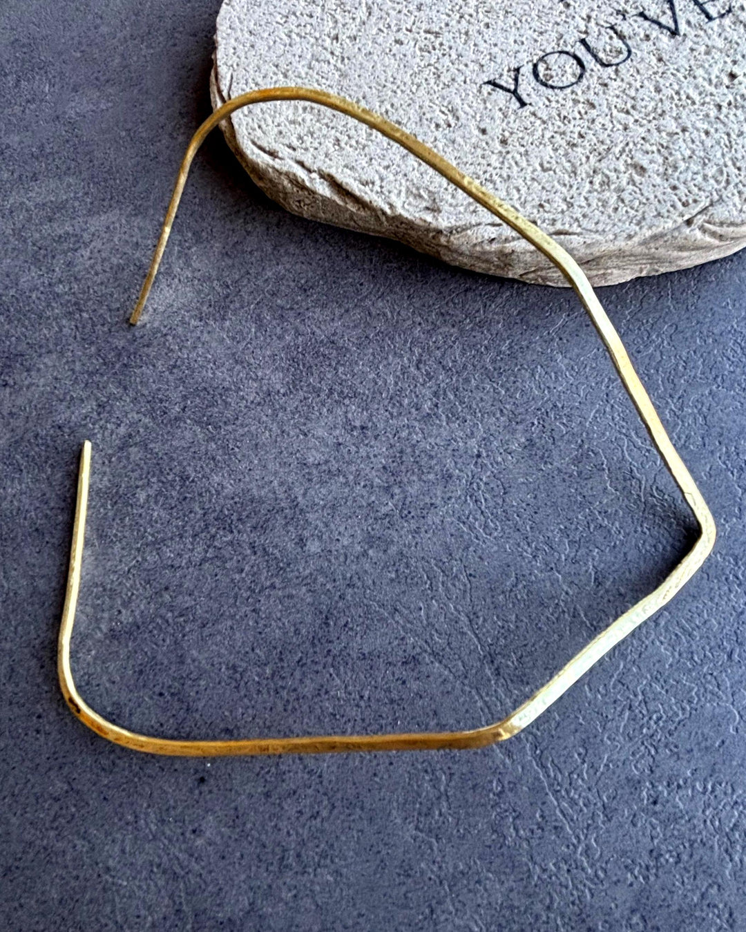 Brass Choker Necklace V Shape Minimalist Design Statement Piece Geometric Jewelry Bold Accessory Adjustable Size Neck Adornment Textured