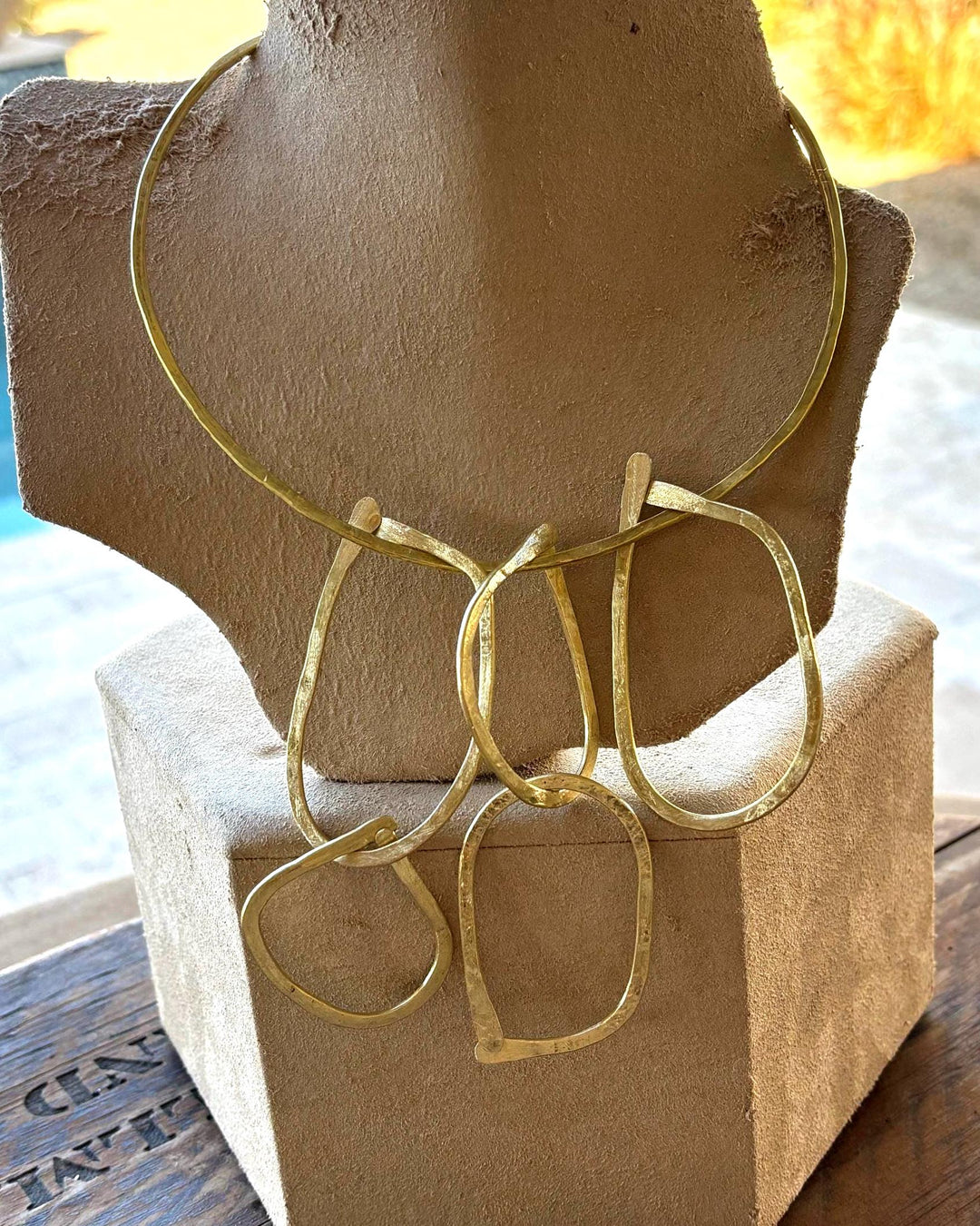 Hammered Brass Statement Choker Necklace – Modular Sculptural Collar – Hand Forged 8 Gauge Brass – Bold Artisan Jewelry – Bejeweled by Ree