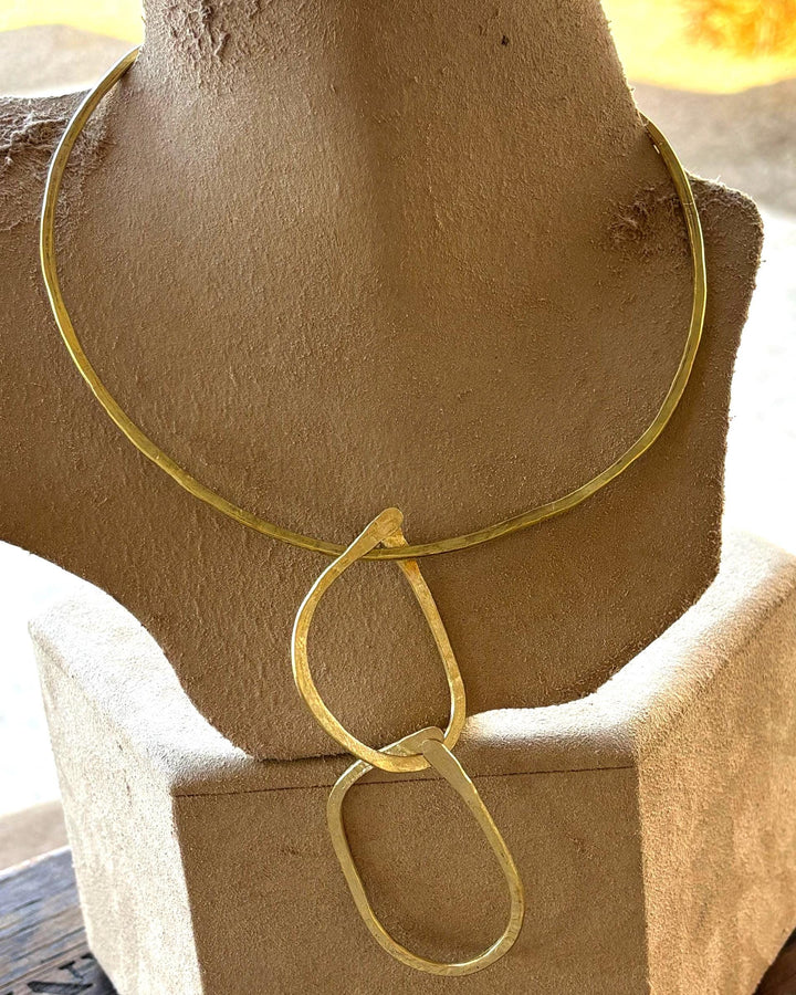 Hammered Brass Statement Choker Necklace – Modular Sculptural Collar – Hand Forged 8 Gauge Brass – Bold Artisan Jewelry – Bejeweled by Ree