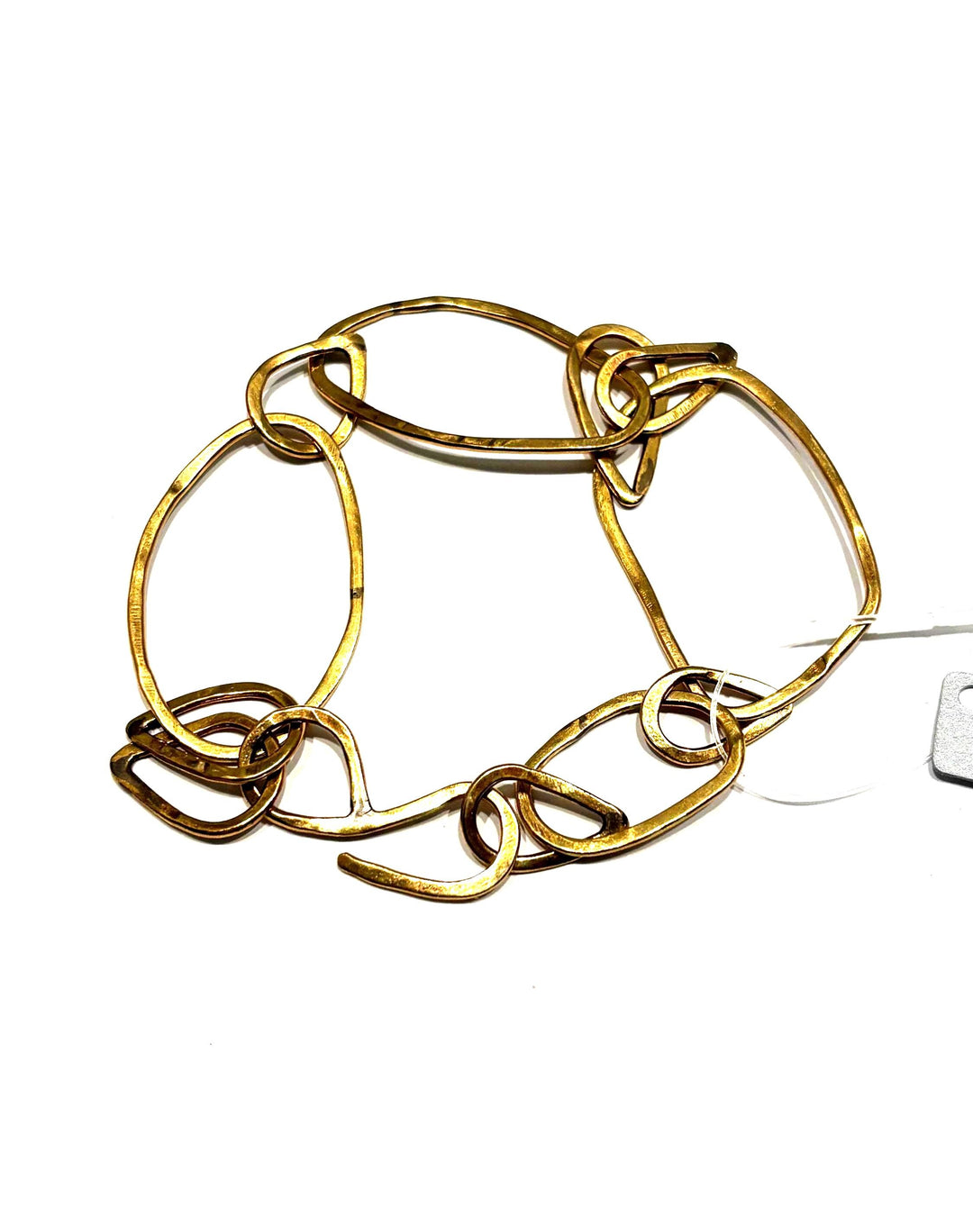 Brass Link Bracelet – Hand Forged Organic Chain Bracelet, Sculptural Elongated Link Jewelry, Tarnish & Allergy Resistant Everbrite Coated