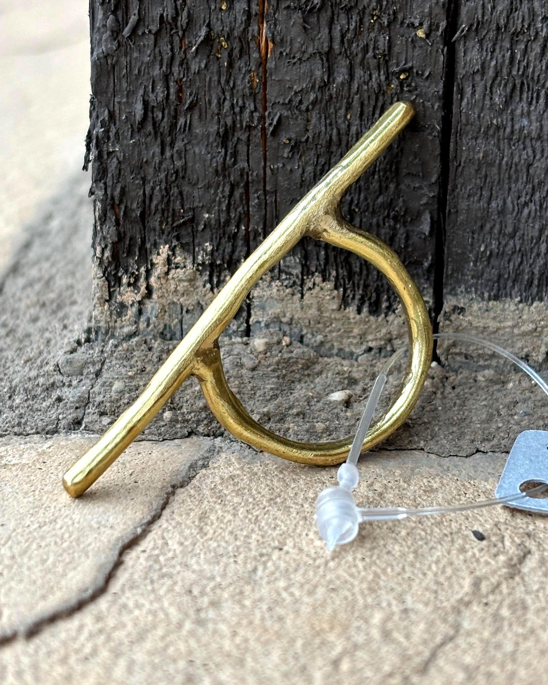 Twig Statement Ring – Hand Forged Brass Twig Bar Ring, Everbrite Coated Horizontal Twig Ring, Organic Sculptural Nature Jewelry