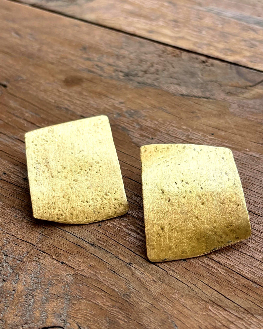 Geometric Brass Earring Statement Piece Modern Design Rectangle Shape Textured Metal Jewelry Gift Women Accessory Bold Style Handmade