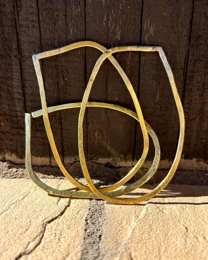 Hammered Brass Bracelet Stacking Set Handmade Bangle Hypoallergenic Jewelry Tarnish Resistant Metal Accessory Bohemian Style Minimalist
