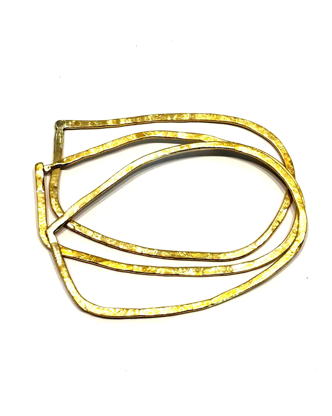 Hammered Brass Bracelet Stacking Set Handmade Bangle Hypoallergenic Jewelry Tarnish Resistant Metal Accessory Bohemian Style Minimalist