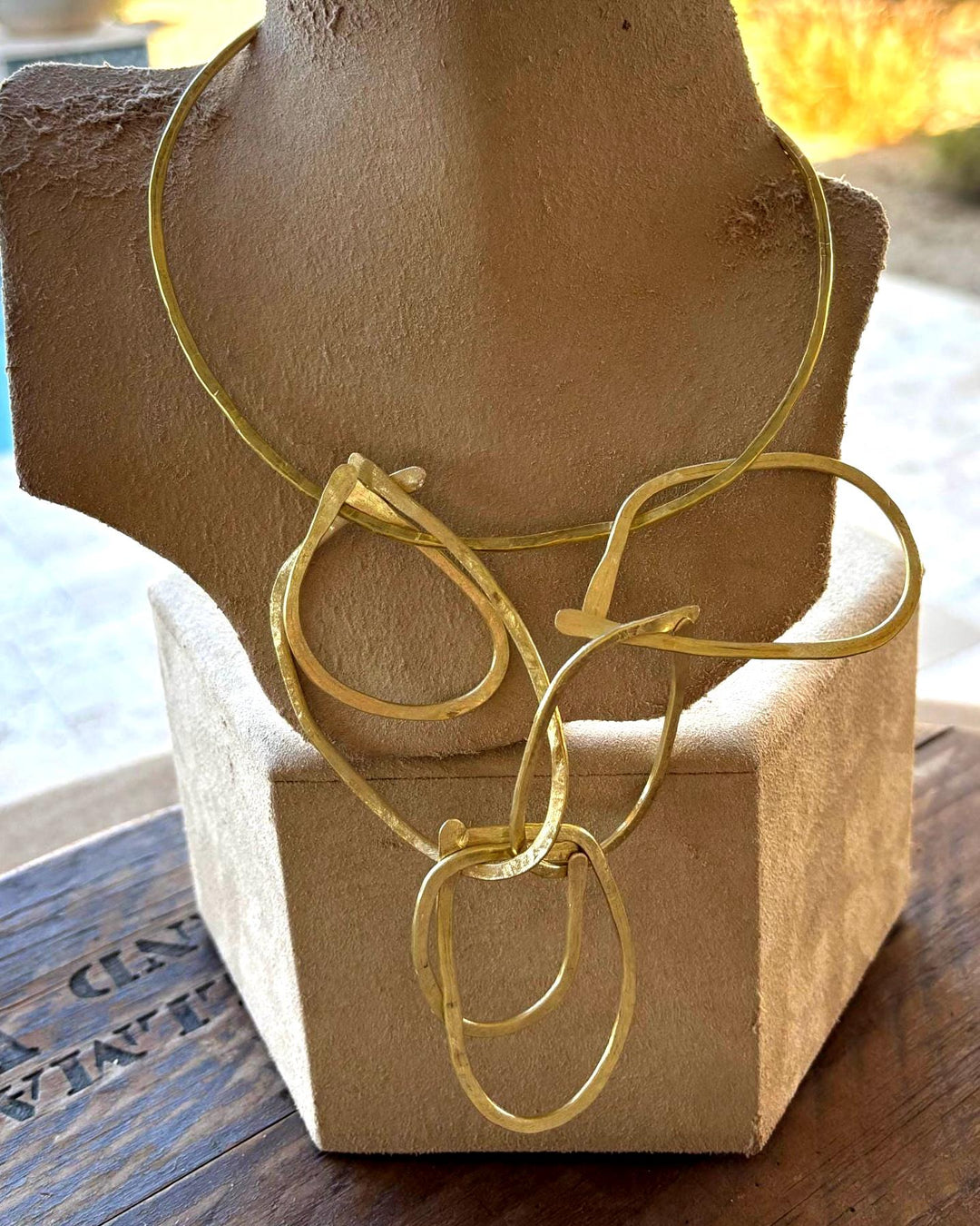 Hammered Brass Statement Choker Necklace – Modular Sculptural Collar – Hand Forged 8 Gauge Brass – Bold Artisan Jewelry – Bejeweled by Ree