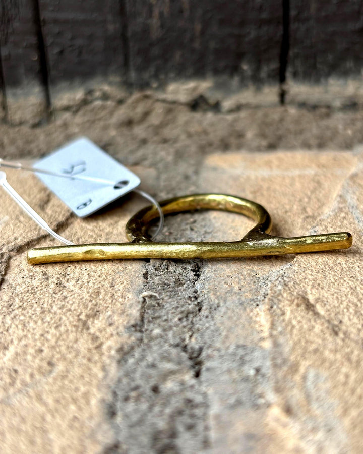 Twig Statement Ring – Hand Forged Brass Twig Bar Ring, Everbrite Coated Horizontal Twig Ring, Organic Sculptural Nature Jewelry