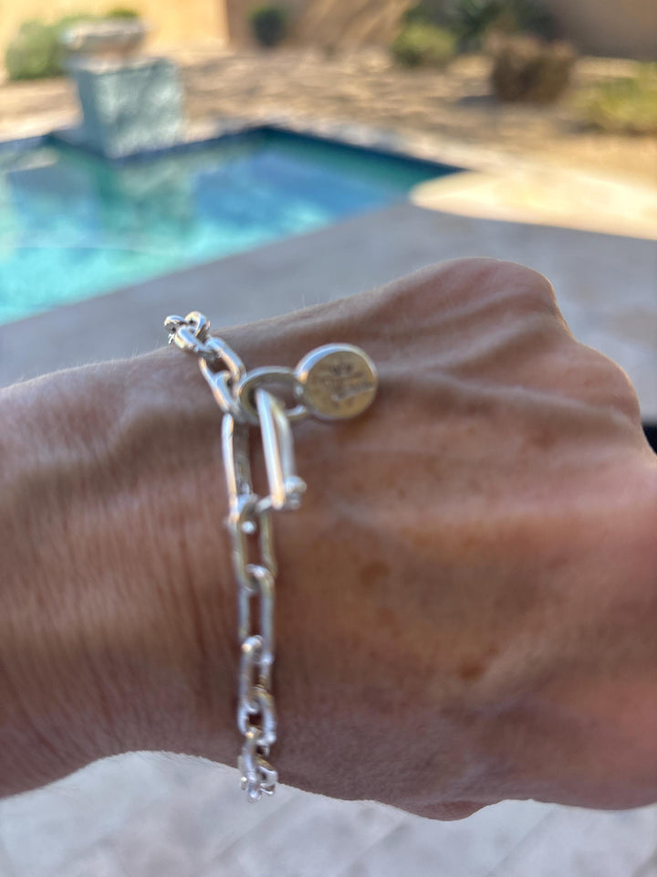 Hand Forged Brass Link Bracelet for Men – Solid Chain Bracelet, 30 Link Artisan Bracelet, Minimalist Men’s Jewelry, Tarnish Resistant